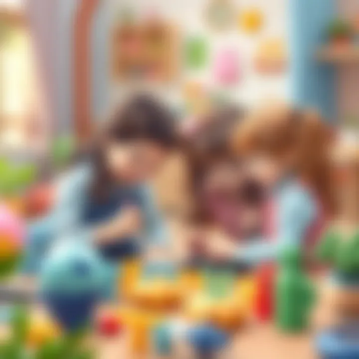 Girls engaging in creative playtime activities