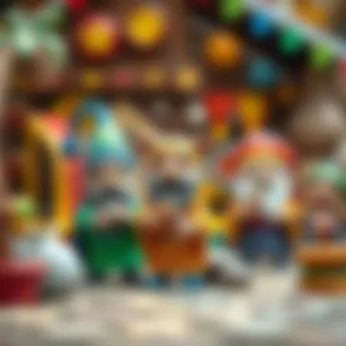 Colorful illustration of Kral Şakir characters in a playful environment