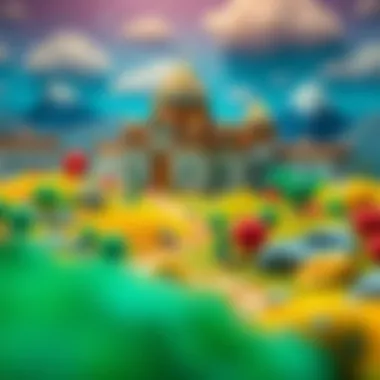 An imaginative landscape from the Kral Şakir book showing vibrant colors and creativity