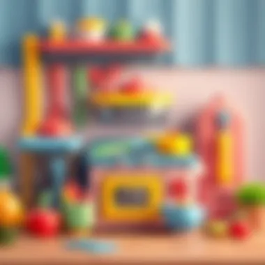 Colorful small kitchen set showcasing various utensils