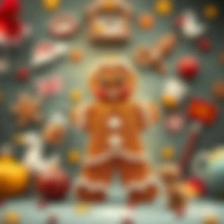 Cultural Significance of the Gingerbread Man An artistic depiction of the gingerbread man surrounded by cultural symbols