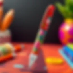 A colorful illustration of Kuromi pen with artistic designs