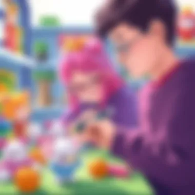 A parent choosing Kuromi pen among various toys