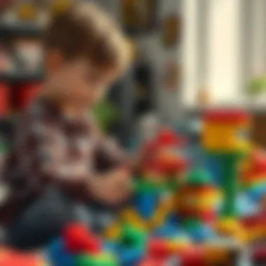 Child playing with Lego set, developing skills