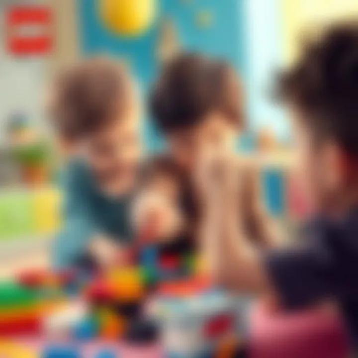 Children's Creative Engagement with LEGO Children engaging in creative play with LEGO Creator set