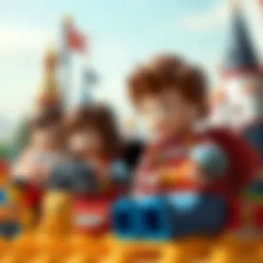 Children engaged in building Lego Disney characters