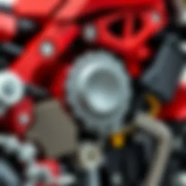 Close-up of Ducati engine model in LEGO