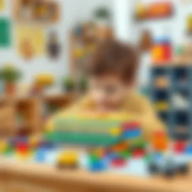 A child immersed in building with LEGO on an IKEA table