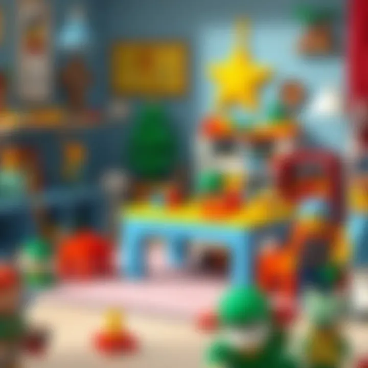 An engaging play area featuring an IKEA LEGO table with various toys