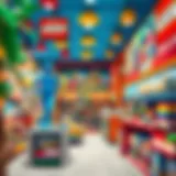 A vibrant Lego Store interior showcasing colorful displays and various Lego sets