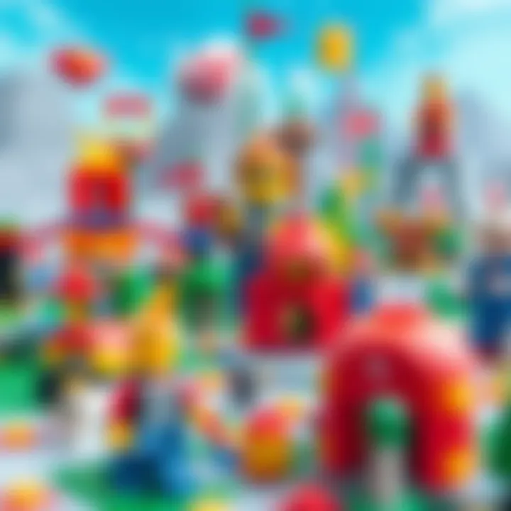 Exploring the Lego Virtual Universe A vibrant virtual Lego landscape showcasing various characters and structures.