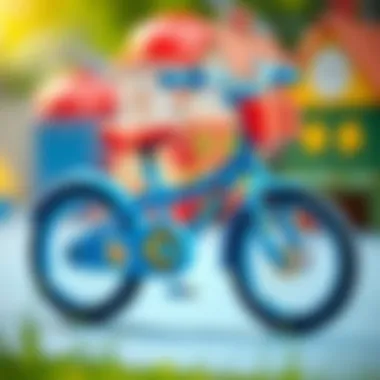 A vibrant blue bicycle designed for children, showcasing its educational features.