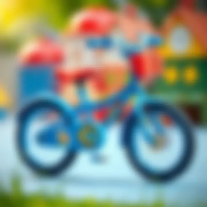 A vibrant blue bicycle designed for children, showcasing its educational features.