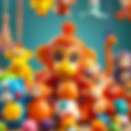 A colorful collection of monkey toys encouraging imaginative play
