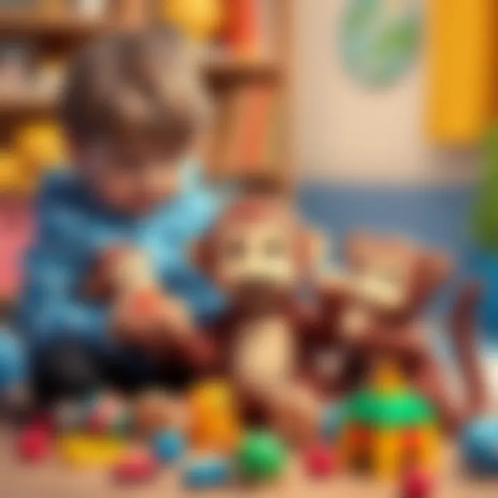 Children playing with educational monkey-themed toys