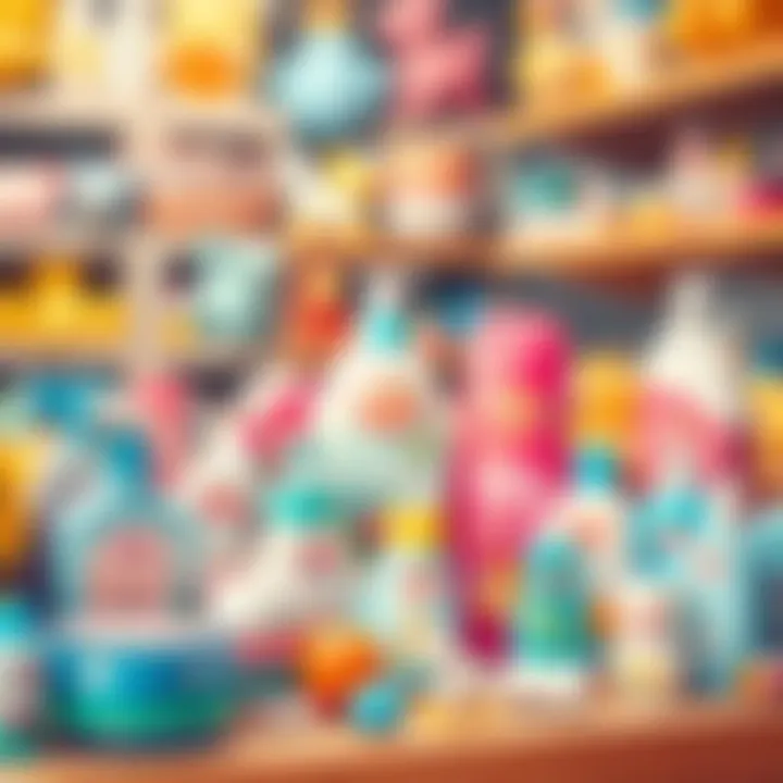 An assortment of baby care products available in a local shop