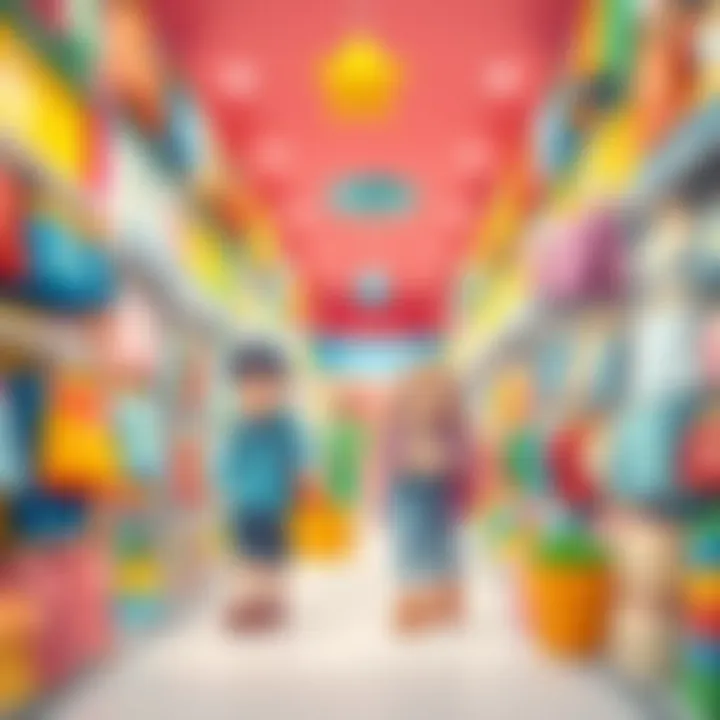 Parents shopping for baby clothing in a vibrant store