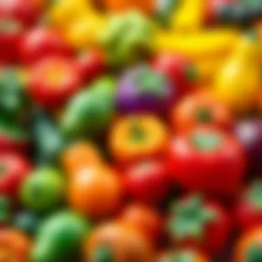 Colorful assortment of fruit and vegetable toys