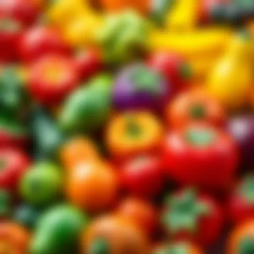 Colorful assortment of fruit and vegetable toys