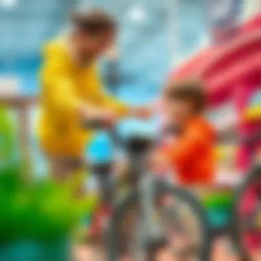 Parents Assisting in Bicycle Selection Parents helping children choose the right bicycle