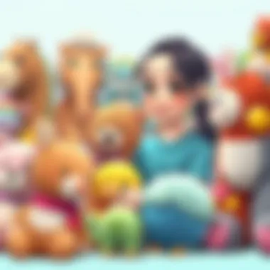 A parent selecting plush toys, focusing on quality and safety.