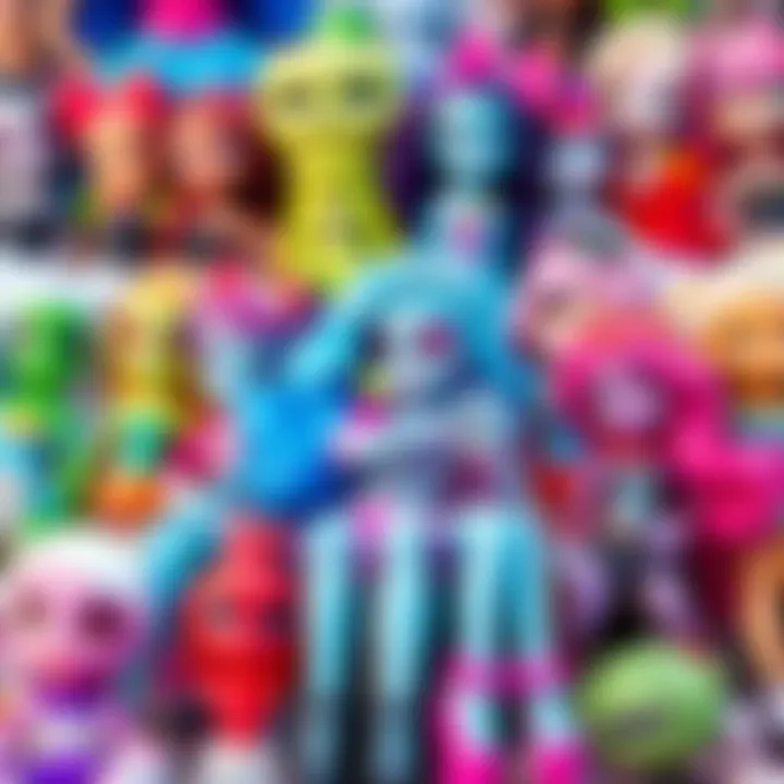 Colorful display of Monster High toys showcasing various characters