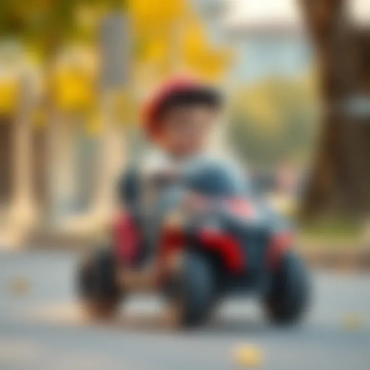 Child enjoying a ride in a battery-powered vehicle