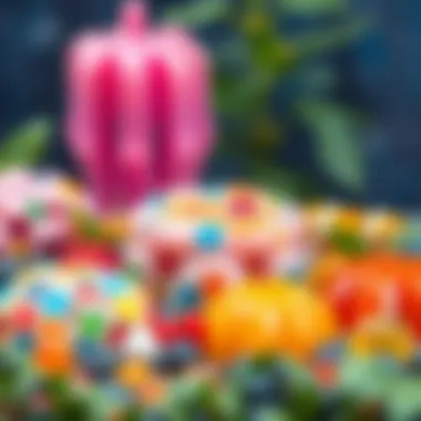 Different varieties of mosaic jelly displayed artistically