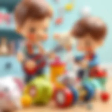 Parents selecting musical toys for kids