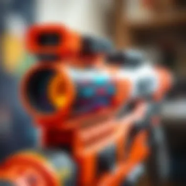 A close-up of a Nerf scope highlighting its features and design