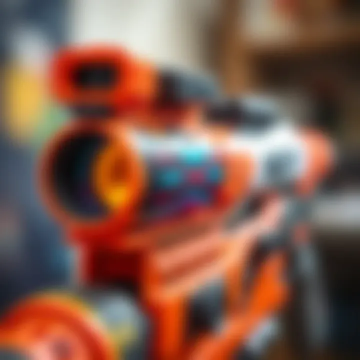 A close-up of a Nerf scope highlighting its features and design