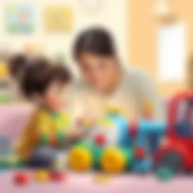 Parents engaging with children using new toys