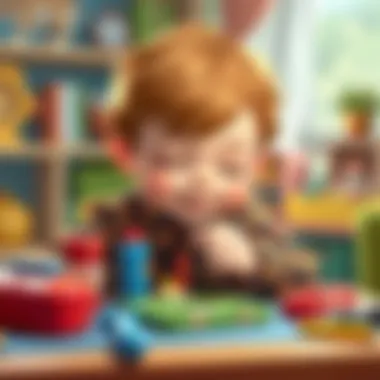 Child playing with a toy repair kit