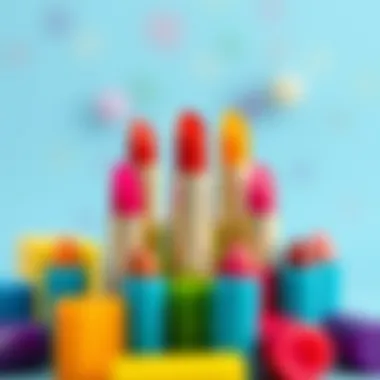 Creative Display of Toy Lipsticks Colorful toy lipsticks arranged creatively