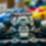 Close-up of a remote-controlled car highlighting its intricate design