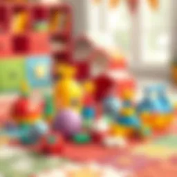 Colorful play mat with educational toys