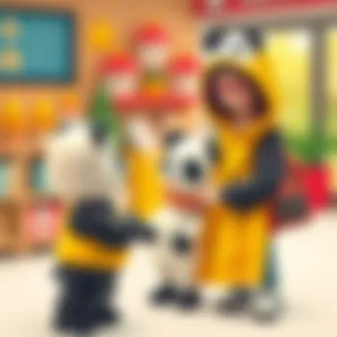 Parent selecting cute panda attire for their child