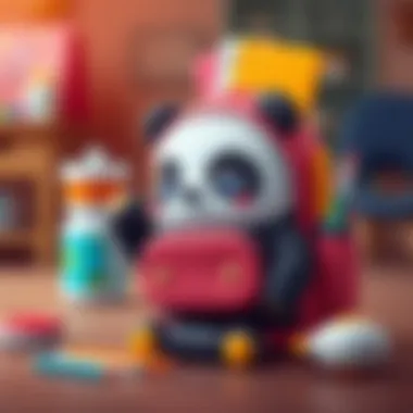 Panda backpack with school supplies