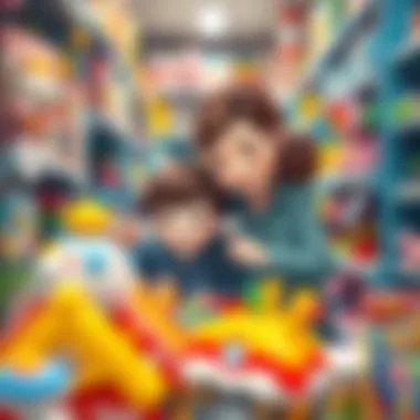 Parent and child selecting toys together in a store