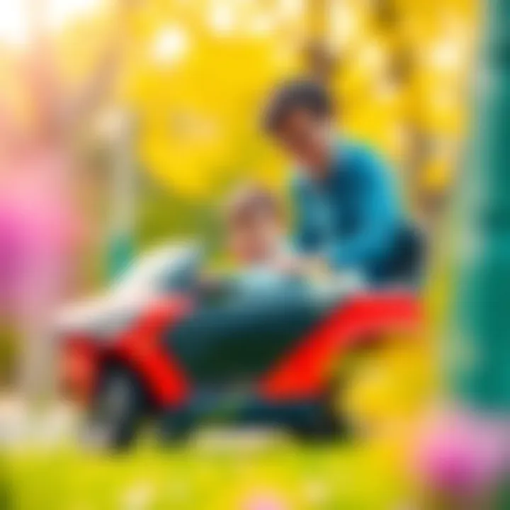 Parental Supervision for Safer Play A parent supervising a child in an electric car