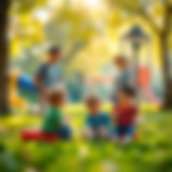 Parents observing their children playing, reflecting thoughtful decision-making in playground choices.