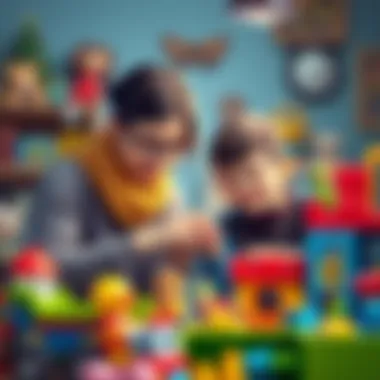 Parental Guidance in Toy Selection Parents selecting toys with their son, emphasizing guidance