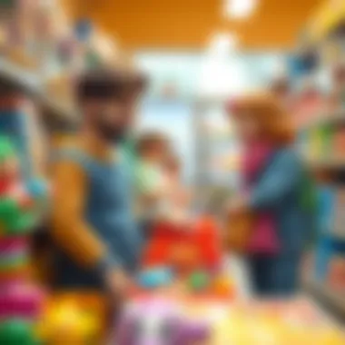 Parents selecting toys at a store