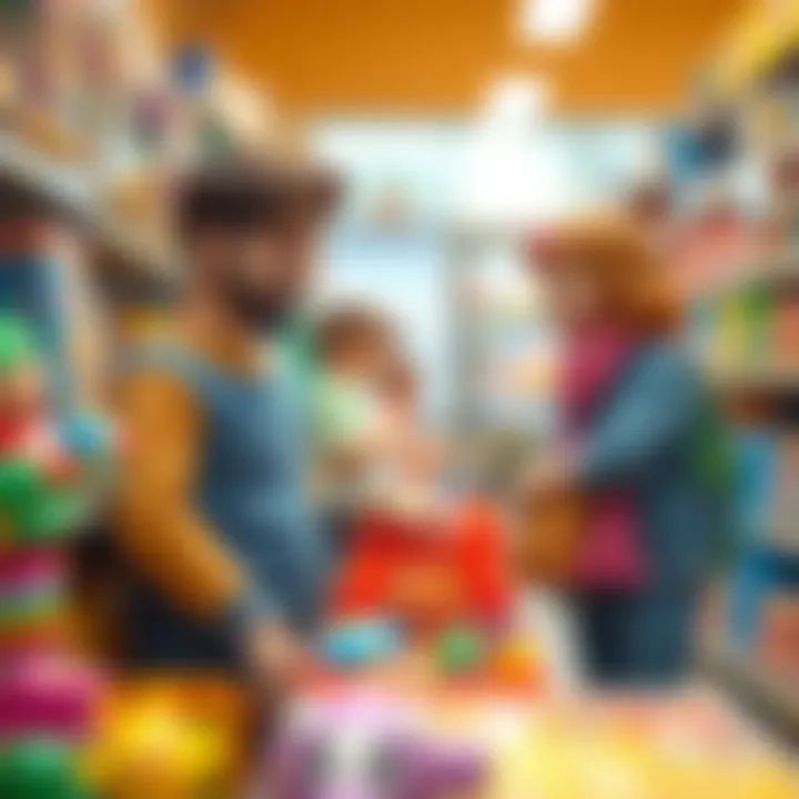 Parents selecting toys at a store