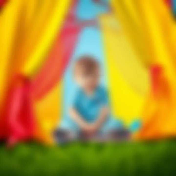 Imaginative Play in Piccolo Mondi Tent Child engaging in imaginative play inside a colorful tent.