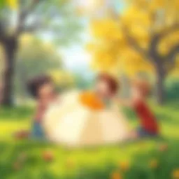 Children playing with a pillow ball in a park