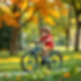 A child riding a bicycle in a park