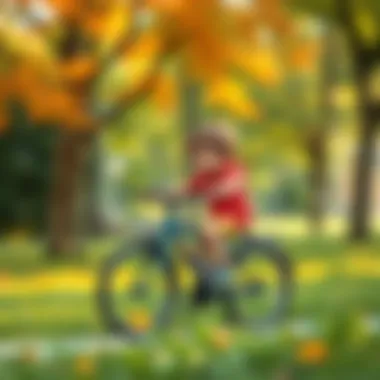 Child Riding a Bicycle in Nature A child riding a bicycle in a park