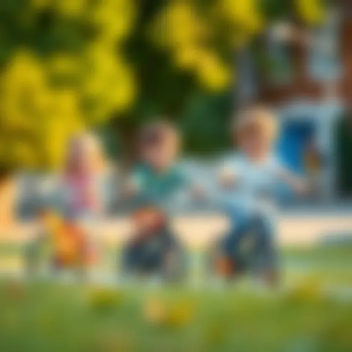 Children Riding Bicycles Together Group of children enjoying a bicycle ride together