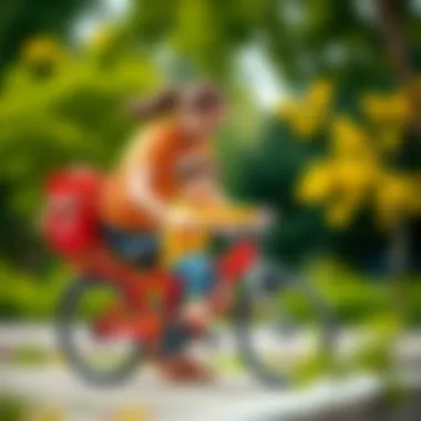 Parent Assisting Child with Bicycle A parent helping a child learn to ride a bicycle